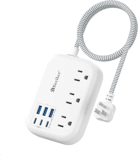 Vista 13 de Beeiker Cable de Extensión Corto de 1 Pie - Tira de Alimentación de 6 USB (3 USB C) para Viajes con Estación de Carga USB de 24W y 3 Tomas, Cable