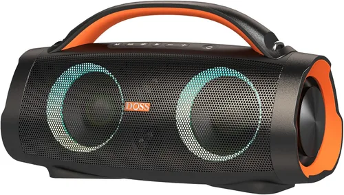 Vista 8 de DOSS Extreme Boom+ Altavoz Bluetooth para exteriores con sonido estéreo de 100 W, graves extra, 20 horas de reproducción, luces LED Party-Sync