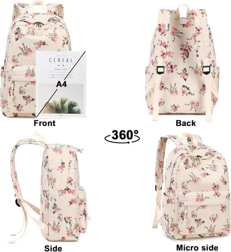Vista 3 de BLUBOON mochila escolar para adolescentes, niñas y niños, con lonchera y estuche para lápices