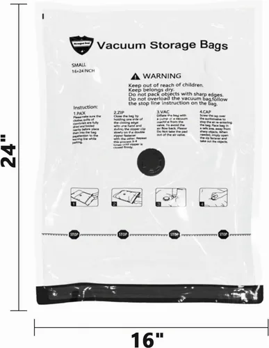 Vista 5 de Paquete pequeño de 3 bolsas de almacenamiento al vacío, bolsas de compresión ahorradoras de espacio con sellado