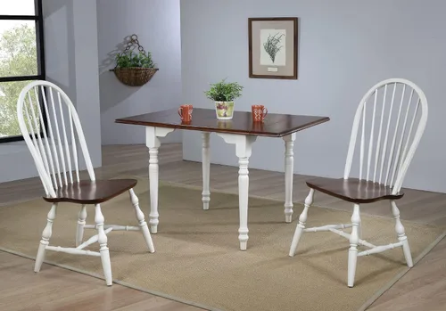 Vista 2 de Sunset Trading Andrews - Juego de comedor rectangular de 3 piezas de 48 pulgadas, sillas Windsor totalmente montadas, asientos para mesa de 2,4