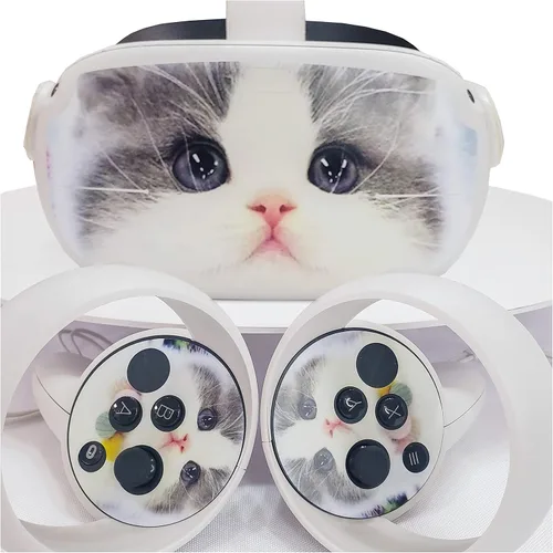 Vista 2 de LCHH -Calcomanías de vinilo para auriculares VR, compatibles con Oculus Quest 2, auriculares y controladores de realidad virtual, calcomanía