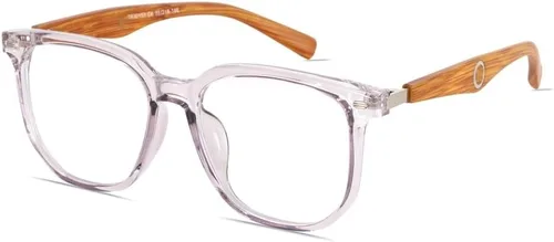 Vista 9 de Gafas de luz azul cuadrado de madera Bloomveil B1 Lente de luz azul/montura gris