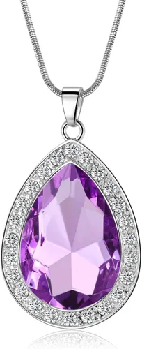 Vista 3 de Conjunto de joyería de tiara y collar de princesa de dibujos animados multitemático, regalos de Navidad, disfraz de Halloween para niñas Púrpura