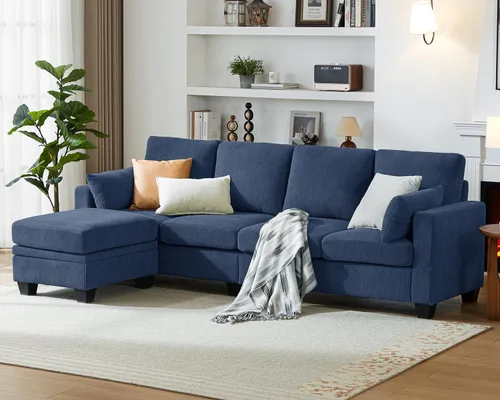 Vista 28 de CHIC HOUSE Sofá modular modular con otomanas de almacenamiento, sofá de pana para espacios pequeños y apartamentos, sofá esquinero convertible