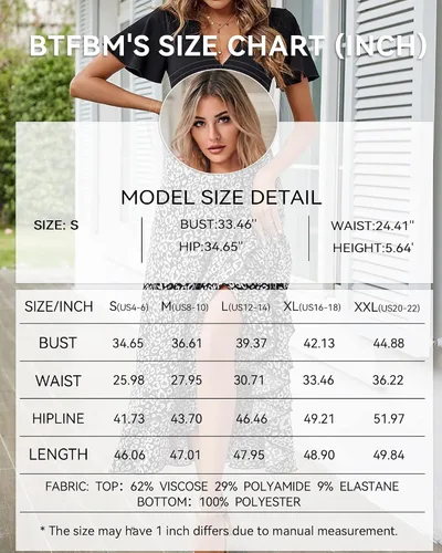 Vista 6 de BTFBM Vestidos largos de verano para mujer, manga corta, cuello en V, estampado floral, bohemio, cintura alta, con volantes, vestido largo de cóctel