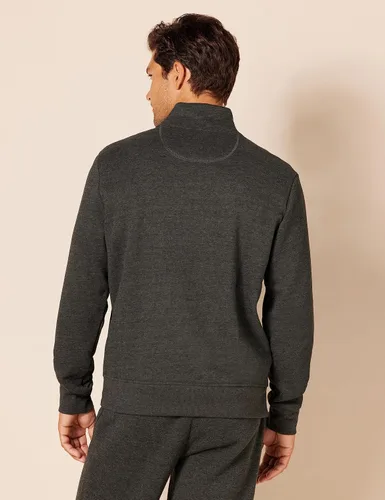 Vista 3 de Tienda Essentials - Sudadera de vellón, cuarto de cremallera y manga larga para hombre