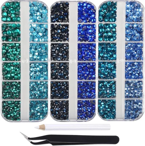 Vista 18 de Massive Beads Más de 9500 diamantes de imitación termoadhesivos redondos de vidrio con parte trasera plana para hacer tú mismo con 1 pinza y 1 12