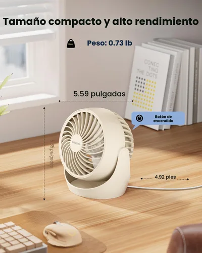 Vista 4 de Gaiatop Ventilador de escritorio, ventilador eléctrico portátil de escritorio de 5 pulgadas, pequeño pero potente con 3 velocidades de inclinación