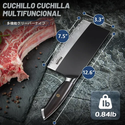Vista 6 de Huusk Cuchillo de carnicero para cortar carne, cuchillo de 7.5" con textura