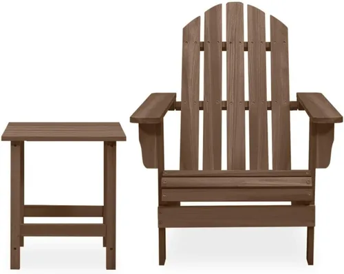 Vista 2 de Garden Chair Outdoor Brown Fir Wood, Chairs, Balcony Furniture Set & Small Patio Table - Ergonomic, Piece, Garden Set, Chairs - 27.4 x 34.1 x 35.2 in
