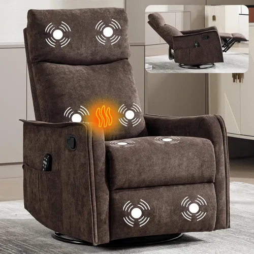 Vista 15 de Silla reclinable con masaje y calor, silla reclinable giratoria con respaldo alto, sillones reclinables manuales Lazy Boy para adultos, silla