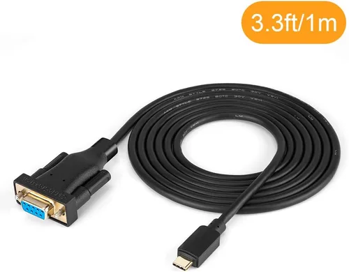 Vista 7 de CableCreation Adaptador serie USB-C a RS232 con chip PL2303 de 3.3 pies, cable convertidor hembra RS232 DB9 Thunderbolt 3 puerto compatible