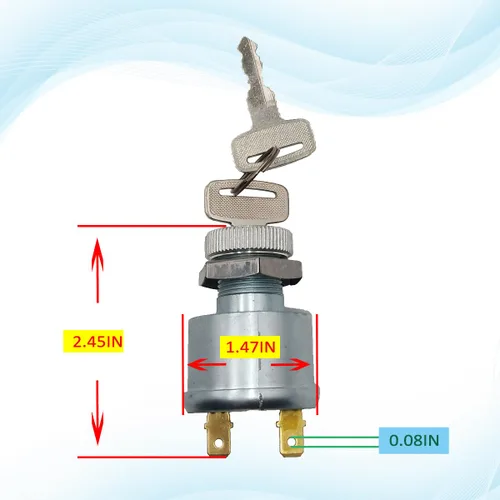 Vista 4 de 17421G1 Interruptor de llave de encendido para carrito de golf 2 terminales de encendido apagado para EZGO 1981-Up 2 llaves de encendido