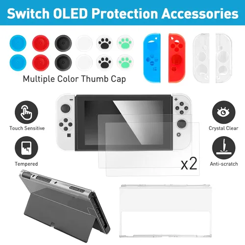Vista 5 de Caikwen 28 in 1 Carrying Bundle for Nintendo Switch Bundle with Case, Switch Accessories Bundle Compatible With Nintendo Switch Oled, Accessory