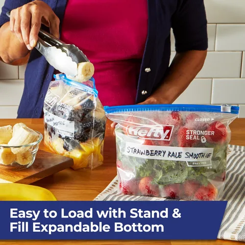 Vista 6 de Hefty Slider - Bolsas de almacenamiento para cocina, cuarto de galón, 15