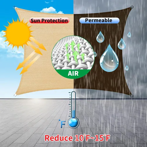 Vista 4 de Toldo protector rectangular rojo de 8 x 10 pies, vela para sol SSP1620, toldo de tela resistente a los rayos UV, fabricamos tamaños personalizados