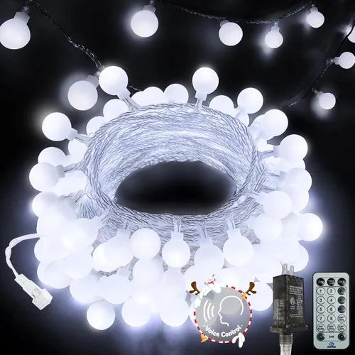 Vista 20 de LORRYTE Luces de Navidad marroquíes para exteriores operadas por batería, 60 LED de 36 pies, luces de globo de hadas con 8 modos de iluminación