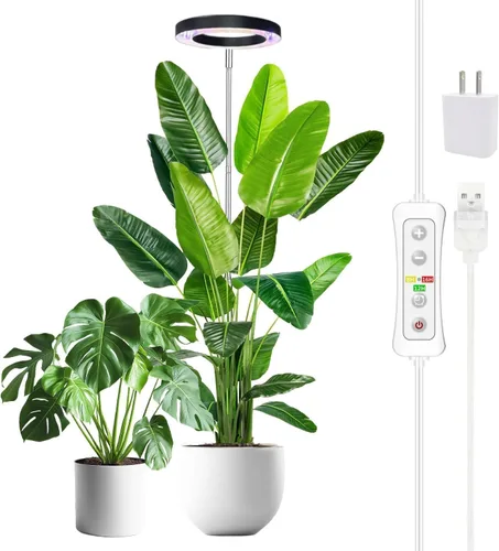 Vista 30 de yadoker 72 LEDs Luz de cultivo de plantas para plantas de interior, Luz de escritorio de aluminio con grano de madera de nogal LED, Altura