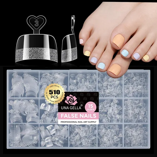 Vista 17 de UNA GELLA Puntas de uñas de gel de almendra cortas: 504 puntas de uñas