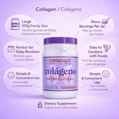 Vista 2 de CAHUENGA - Colágeno hidrolizado en polvo 17.64 oz - Proteína sin sabor para cabello, piel, uñas y articulaciones - Keto y sin gluten - Colageno
