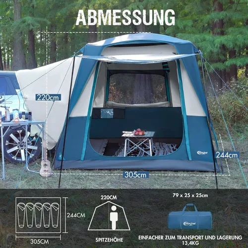 Vista 3 de Portal 5-Person SUV Tent with Porch, 2-in-1 Car Camping Tent, Water-Resistant & Windproof, Trunk Tent for Travel & Outdoor Adventures