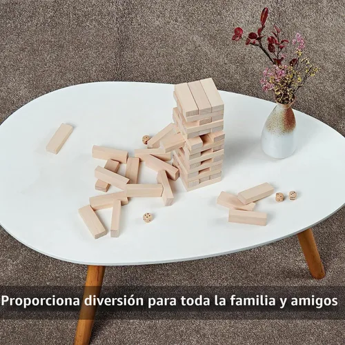 Vista 7 de SpeedArmis Mini torre de caída, juego de apilamiento de madera de 54 piezas