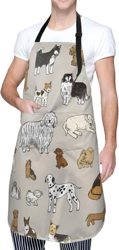 Vista 2 de Perinsto Delantal Impermeable para Mascotas Perros Gatos Animales Lindos con Babero para Aseo Cocina Horneado Pintura Jardinería