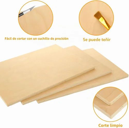 Vista 3 de 3 hojas de madera contrachapada de abedul báltico de 12 x 16 x 1/2 pulgadas a 0.472 in, madera contrachapada sin terminar para manualidades