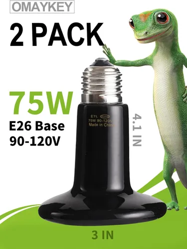 Vista 3 de Emisor infrarrojo de cerámica de 75 W, calentador de reptiles sin luz, para dragones barbudos, lagartos, tortugas, serpientes, anfibios y pollos