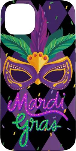 Vista 13 de Funda para iPhone 11 Pro Max Mardi Gras NOLA Festive Carnival Mask New Orleans Party Case