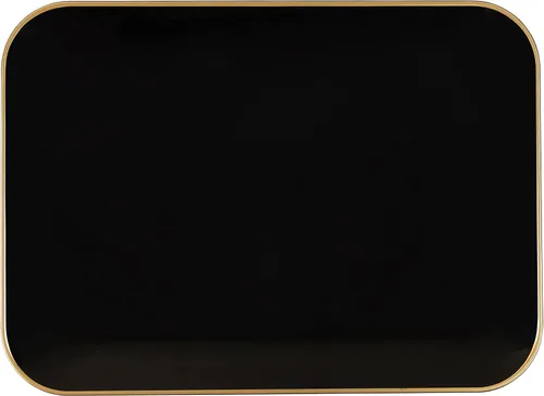 Vista 3 de Plasticpro Bandejas de plástico para servir, platos rectangulares negros con borde dorado de 8 x 11 pulgadas, platos desechables para fiestas