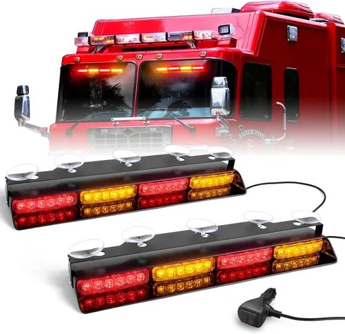 Vista 21 de HLauto Luces estroboscópicas de emergencia 6Z4J: luces de seguridad blancas ámbar de 2 x 16.8 pulgadas, 48 luces LED intermitentes de advertencia