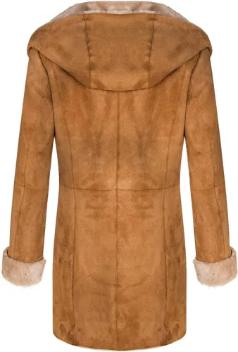 Vista 3 de Abrigo de piel de oveja oveja con capucha para mujer