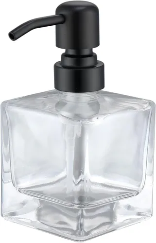 Vista 23 de Amber Glass Soap Dispenser,17oz, Black Pump Refillable, 304 Stainless Steel Pump, Liquid Hand Soap Dispenser, Bathroom Kitchen Sink Vanity