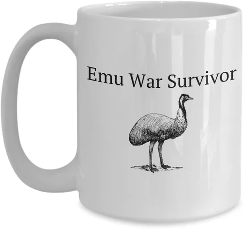 Vista 3 de Taza divertida de emu – Regalo para amante de emu o guardián de emu – Emu War Survivor Blanco