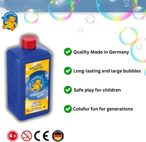 Vista 4 de PUSTEFIX Botella de repuesto de 16.9 oz de solución de jabón líquido de burbujas Pustefix Modelo: 505415