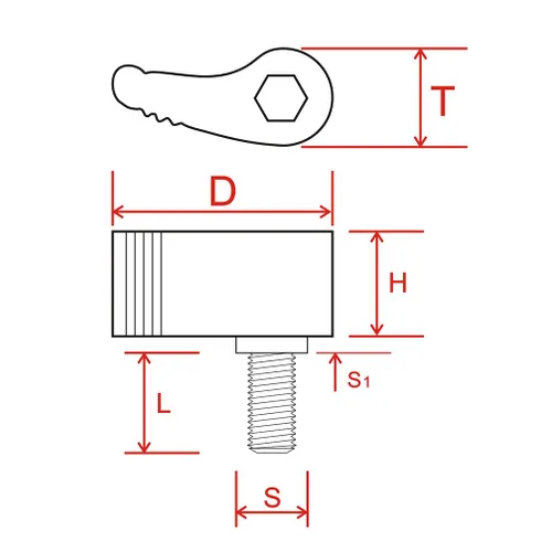 Vista 2 de Tornillos M6 con mango Tornillos de pulgar roscado macho Perilla giratoria Tornillo de pulgar ajustable Perilla giratoria con ala única, 2 piezas