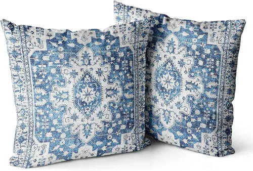 Vista 7 de Snycler Fundas de Almohada Decorativas Bohemias 16x16 pulgadas Juego de 2 Patrón de Alfombra Bohemia de Doble Cara Algodón Suave Funda de Cojín