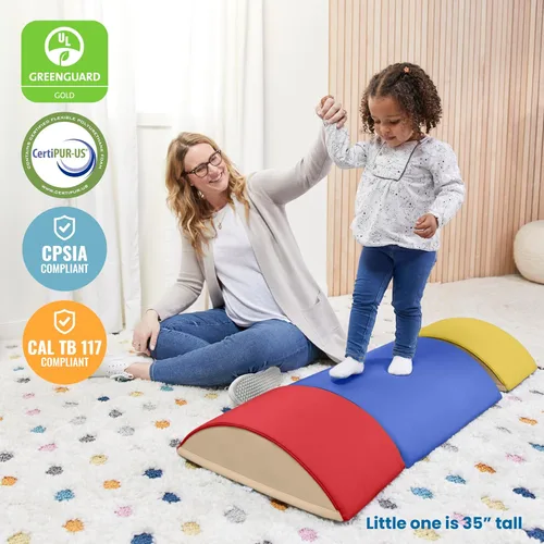 Vista 5 de ECR4Kids SoftZone - Constructores de equilibrio de troncos coloridos, juego para principiantes, surtido, 3 piezas