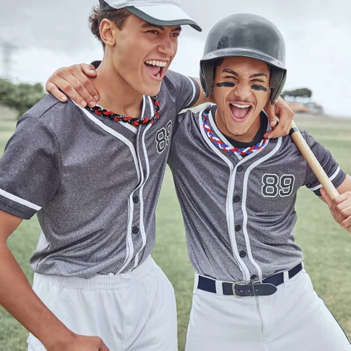 Vista 6 de Jexine Collares de béisbol de sóftbol para niños, collar de cuerda de béisbol de 3 cuerdas trenzadas Tornado Titanio, collar deportivo de sóftbol