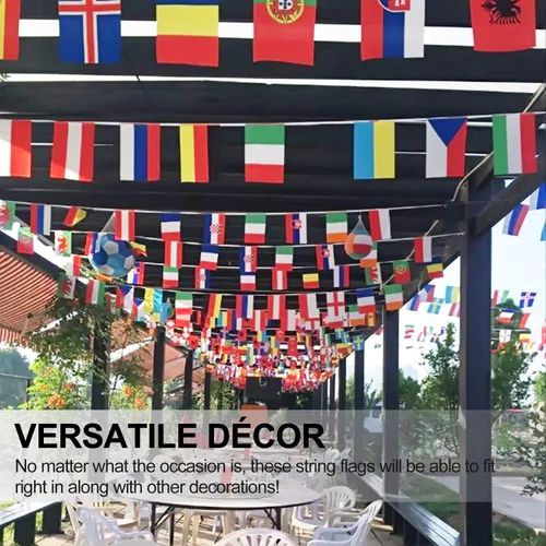 Vista 6 de Anley Bandera de cuerda de 200 países de 184 pies – Banderines internacionales para decoración de fiestas, bares, clubes deportivos, festivales