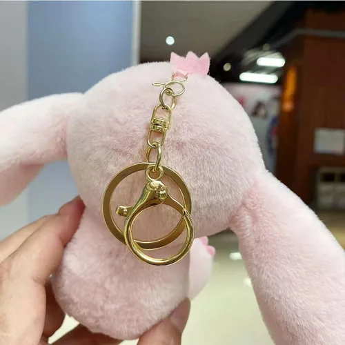 Vista 3 de Lindo llavero de felpa, llavero de animal de peluche suave, llaveros de dibujos animados, accesorios para llavero, monedero, mochila con dijes
