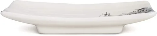Vista 3 de DEMDACO Floral brillante blanco y negro 6 x 3.5 gres cerámica diario cocina rectangular cuchara resto