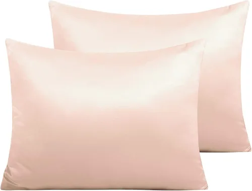 Vista 64 de NTBAY Fundas de almohada de satén con cremallera para cabello y piel, juego de 2 fundas de almohada estándar de lujo con cremallera oculta, 20 x 26