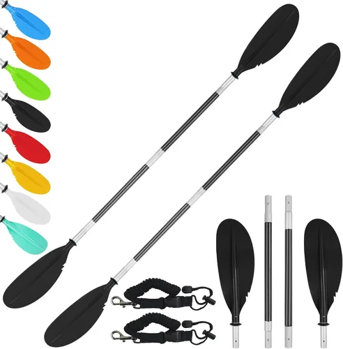 Vista 8 de Remo de kayak, 88 pulgadas, 4 piezas de remos para kayak, flotador de eje de aleación de aluminio resistente, ligero, desmontable, ajustable