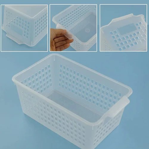 Vista 4 de Qskely - Cesta de almacenamiento de plástico transparente, rectangular, paquete de 6