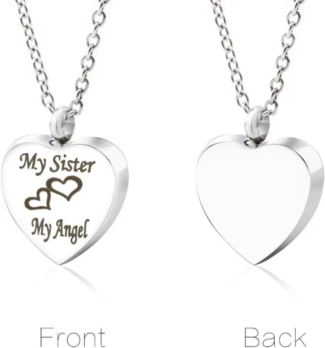 Vista 2 de GIONO Joyería de cremación para cenizas, mi hermana, mi ala de ángel, collar con urna de piedra natal, colgante de recuerdo conmemorativo