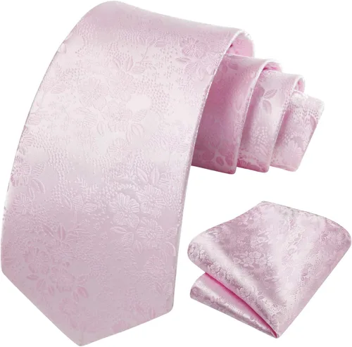 Vista 32 de Corbatas florales tejidas clásicas para hombre, corbata cuadrada de bolsillo, corbatas formales para hombres, boda con pañuelo