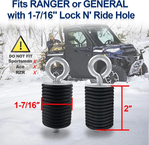 Vista 6 de StarknightMT Ranger - Anclajes de amarre, UTV Lock and Ride de 2 pulgadas compatible con Polaris General Ranger 500 570 1000 XP 900 800 700 con Negro